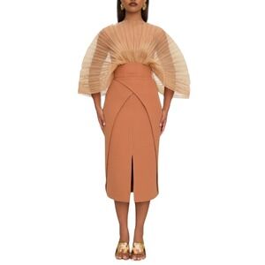 NWT Andrea Iyamah Sita Corset Skirt Dust Camel Size Small